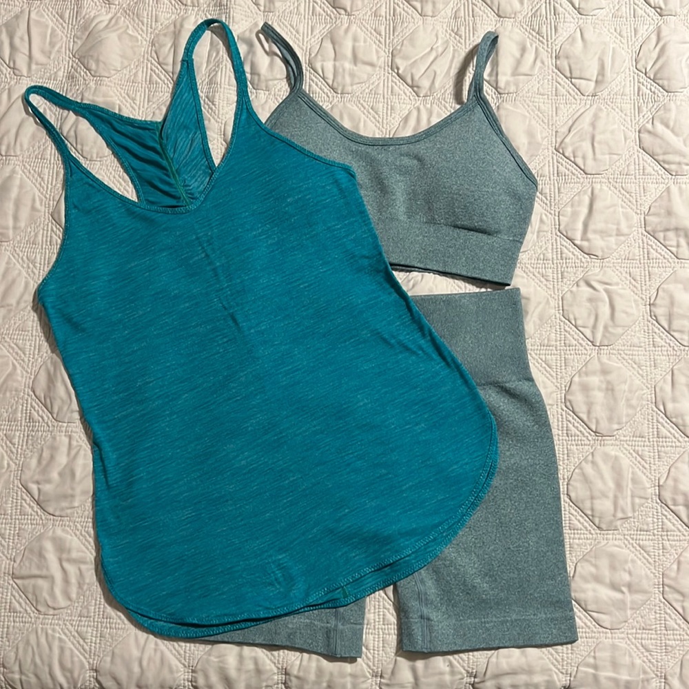 Lululemon tank and Seamless Yoga set - shorts and sports bra